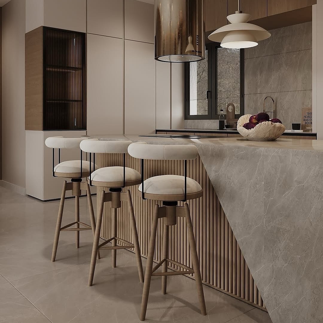 北欧轻奢实木高脚椅设计师吧