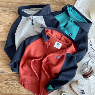 渺儿妈童品 中大童洋气儿童运动休闲上衣 男童卫衣连帽外套春秋款