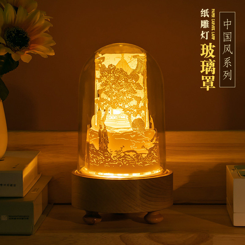 中国风手工制作礼品传统古画纸模纸雕灯企业年会文创礼物小夜灯