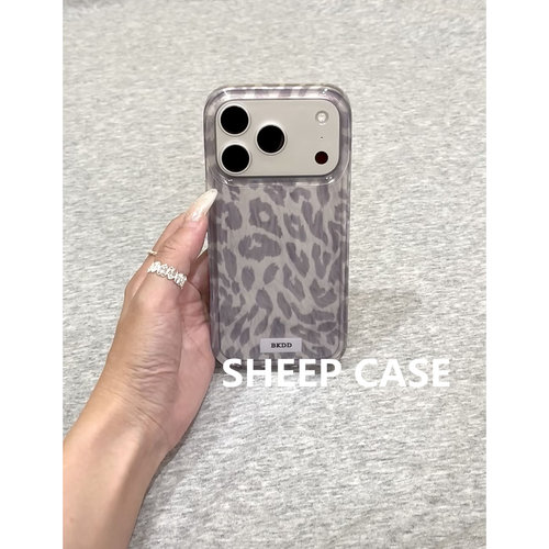 韩系灰豹纹iPhone全包防摔手机壳