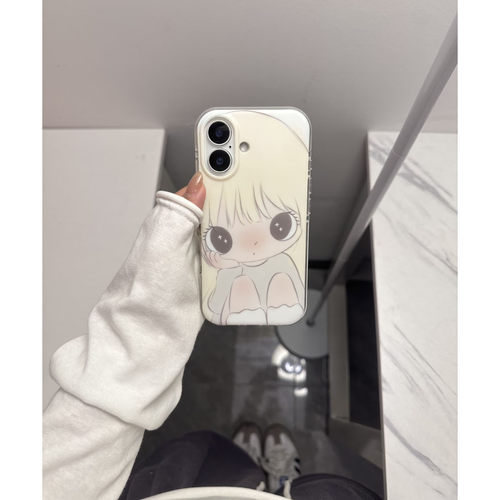 韩系磨砂金发托腮美少女苹果软壳