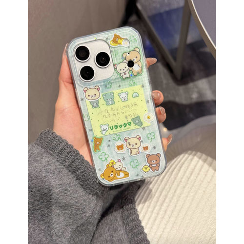 韩系ins轻松熊四叶草手机壳新款
