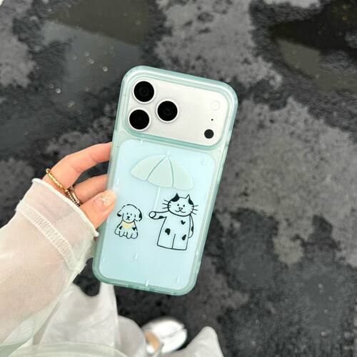韩系透色猫咪狗狗全包防摔手机壳