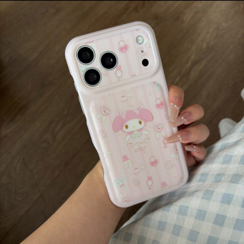 韩系条纹美乐蒂苹果全包防摔软壳
