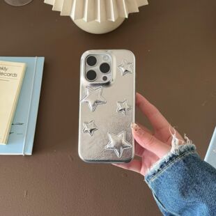 ins风皮质立体星星适用iphone17promax苹果16手机壳15pm新款14pro少女心17网红13pro全包防摔韩系高级感创意