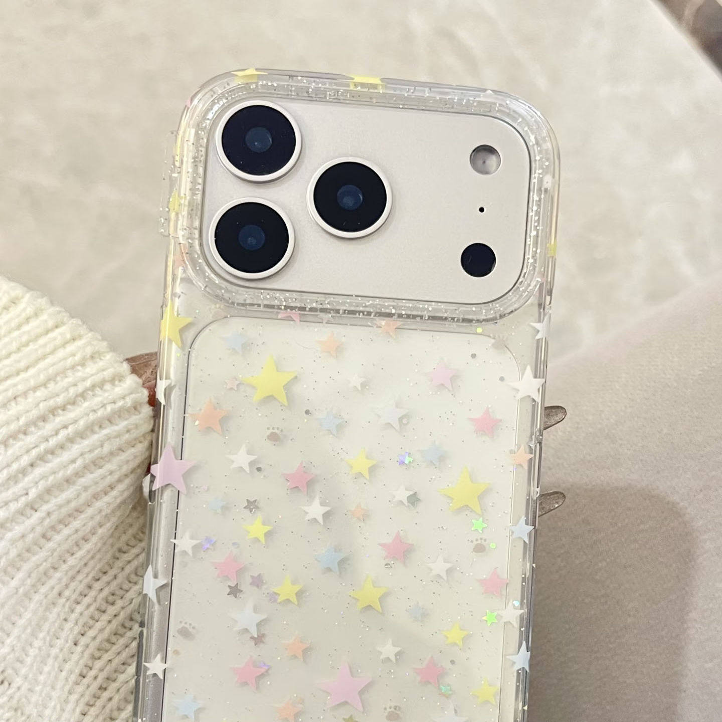 适用iphone16promax手机壳苹果17pro max简约ins透明彩色星星带手链15新款13少女防摔15pro全包苹果16保护套