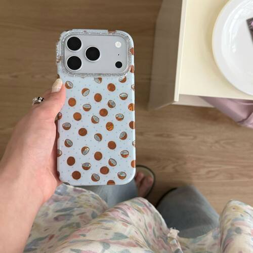 蓝底波点镭射椰子iPhone手机壳新