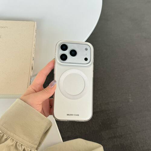 磁吸磨砂银底iPhone全包保护软壳