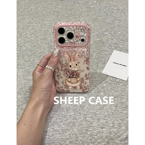 韩系闪闪碎花小兔苹果全包防摔壳