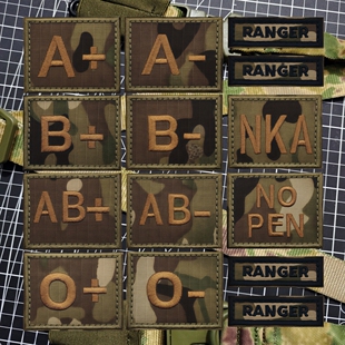 游骑兵RANGER刺绣魔术贴章 血型徽章战术头盔贴户外背包贴DIY臂章