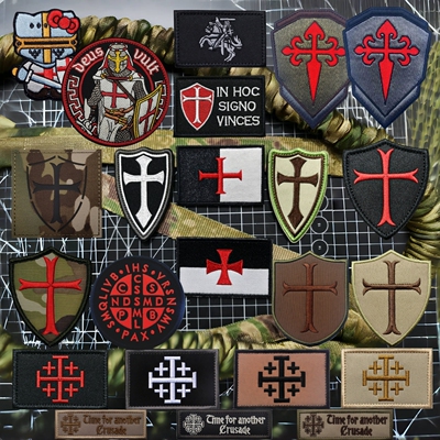 圣殿骑士团刺绣魔术贴徽章十字军东征士气章户外背包布贴军迷臂章