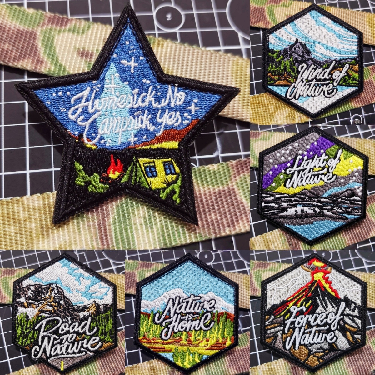CAMPSITE户外营地六边刺绣魔术贴 PDW自然风景士气章个性包贴徽章