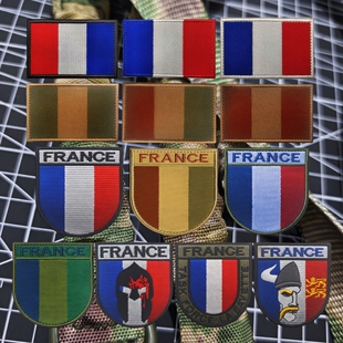 法国旗帜徽章国旗臂章刺绣魔术贴章特遣队士气章维京人斯巴达包贴