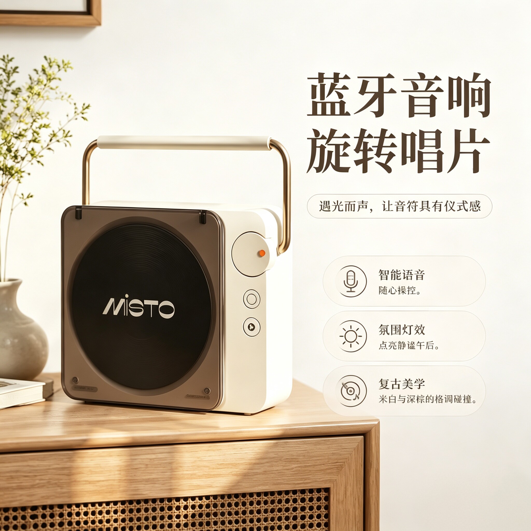 复古旋转唱片蓝牙音箱氛围感生日礼物女生送闺蜜女朋友实用小音响