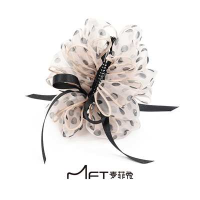 波点蝴蝶结香蕉夹韩系女蓬松高马尾发夹甜美日常通勤发卡发饰