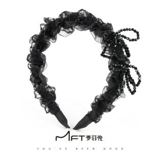 兰壹壹玲珑发箍春夏新款 网纱褶皱锯齿头箍高颅顶发饰修饰脸型