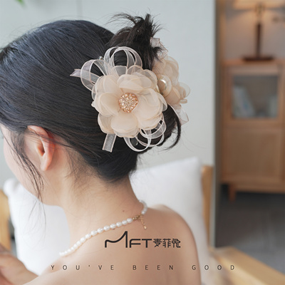 兰壹壹海棠朵朵抓夹欧根纱春季白月光花朵氛围感超仙后脑勺发饰