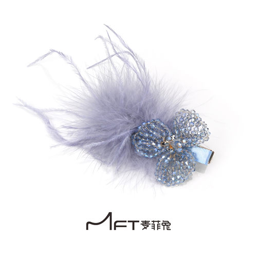 兰壹壹虹翎鸭嘴夹超仙欧若风新中式旗袍汉服氛围羽毛刘海发夹发饰
