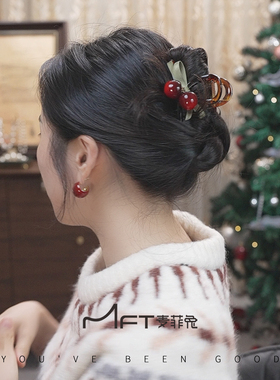 兰壹壹车厘子抓夹秋冬新款森系少女樱桃蝴蝶结抓夹甜美气质发饰