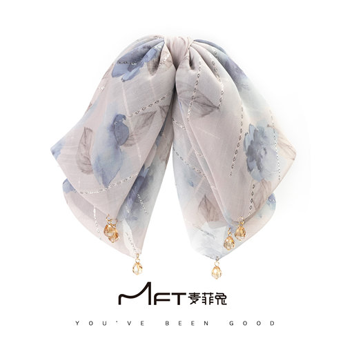 兰壹壹玫瑰之约马尾夹欧若风雪纺春夏新款飘带懒人抓夹显发量发饰