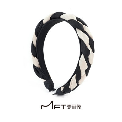 山脊线发箍高颅顶双拼色休闲编织百搭洗脸外出头箍发饰
