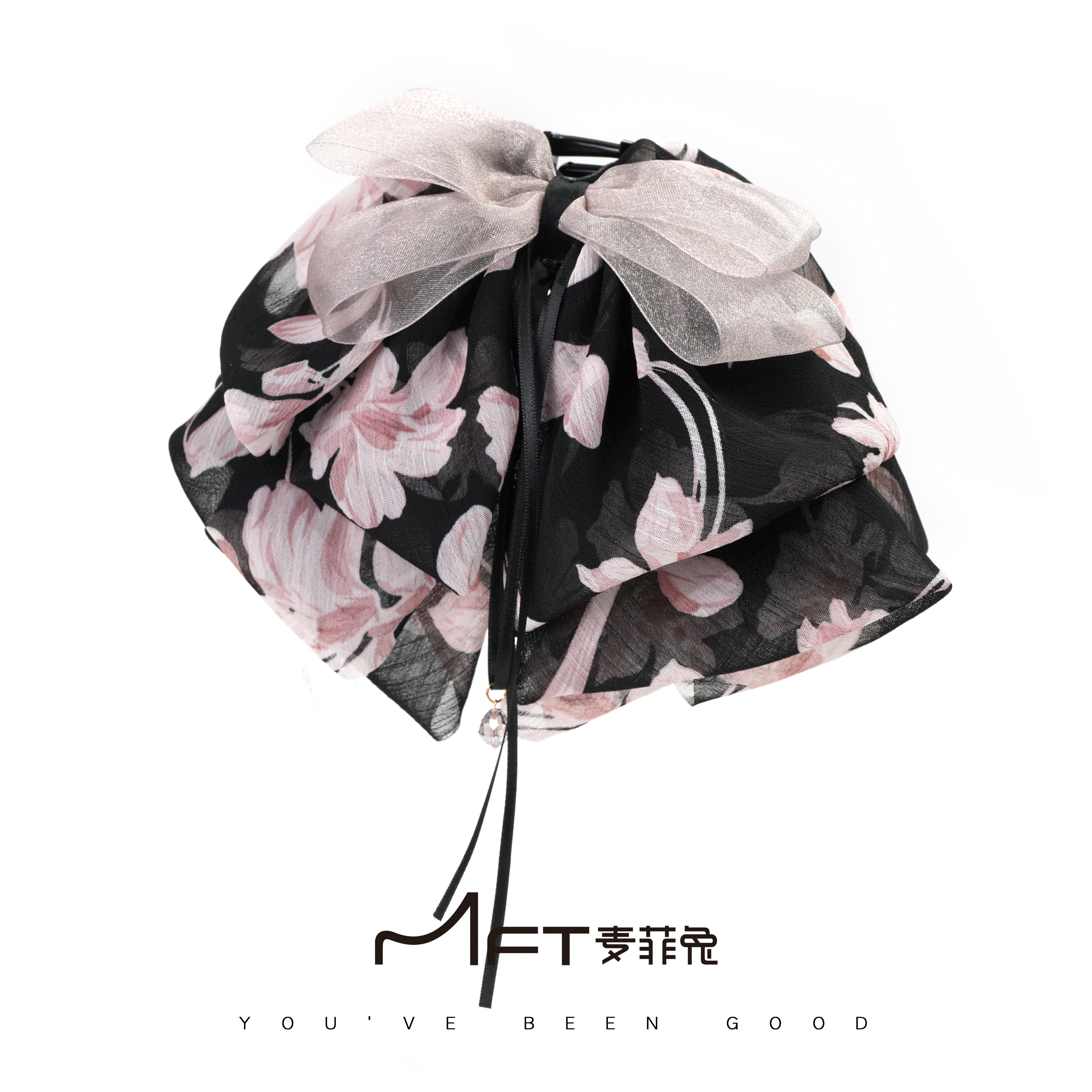 兰壹壹桃花记马尾夹新款雪纺法式浪漫氛围飘带懒人抓夹气质发饰,饰品/流行首饰/时尚饰品新,发饰,淘宝优惠券,粉丝福利购,淘宝优惠卷