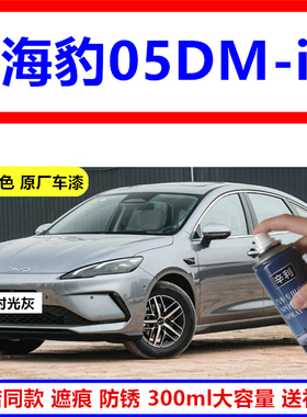 比亚迪时光灰色海豹05DM-i电动车专用自喷漆黑色补漆笔雪域白车漆