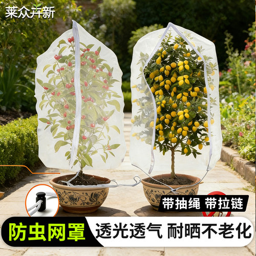 防虫网罩防鸟罩袋果树纱网带拉链蓝莓阳台水果番茄防果蝇防蚊透光