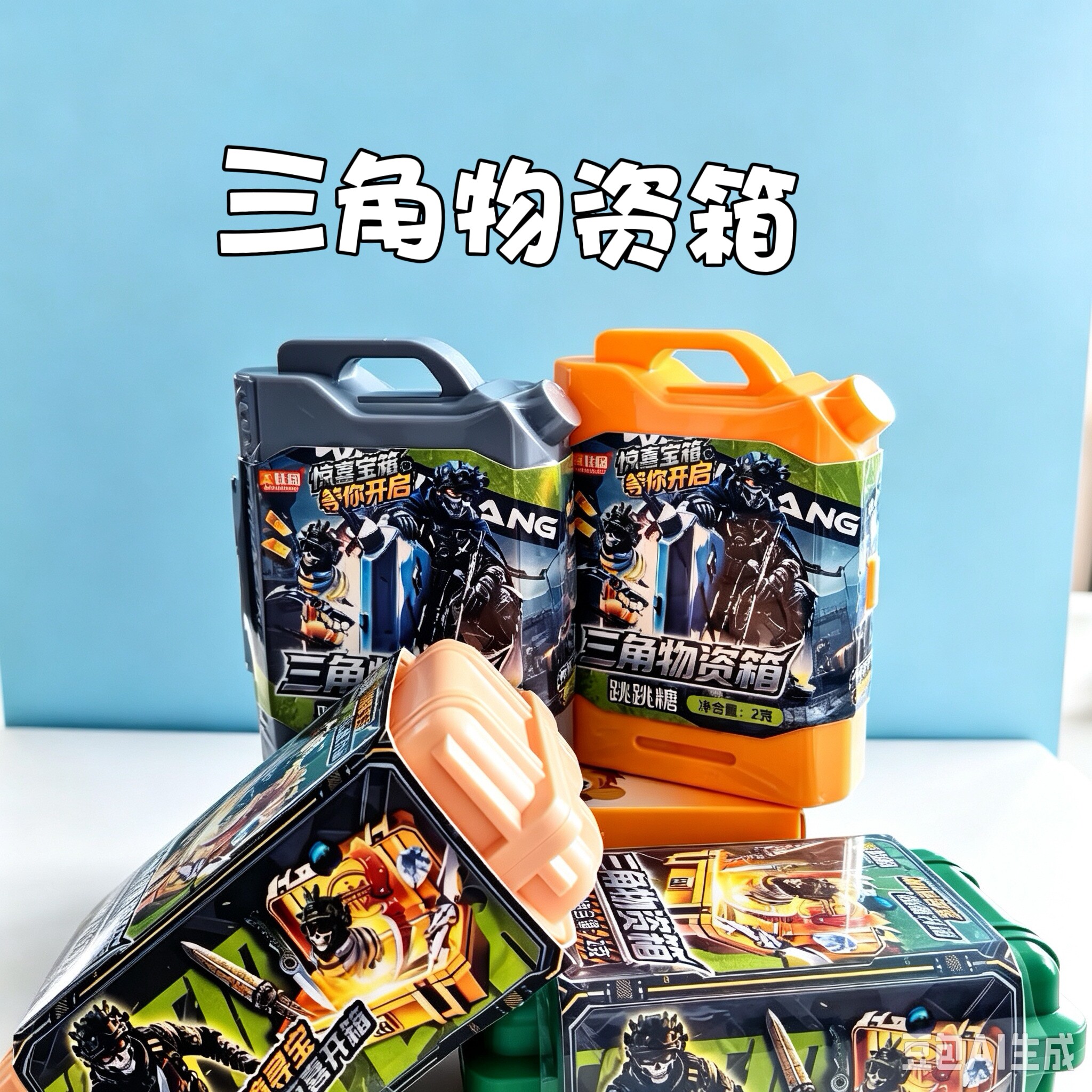 美佳园三角物资补给箱盲盒游戏周边手提箱型收纳盒儿童玩具小卖部