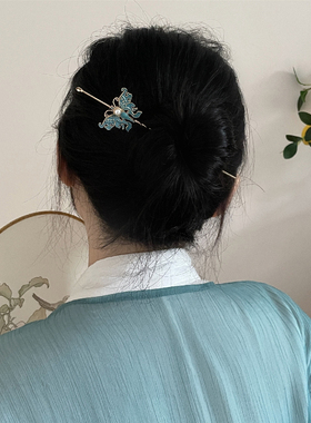 高级感仿点翠发簪简约日常