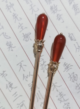 天然红玛瑙原创发簪高级感