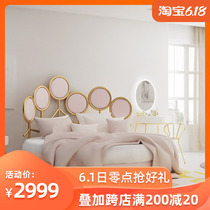 Seven side ins wind round bed simple modern cloth double bed designer light luxury net Red North Europe bedroom wedding bed