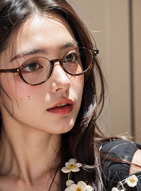 复古玳瑁色书呆子眼镜框女可配近视度数韩系椭圆小框素颜眼睛镜架