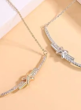 日常个性蝴蝶结交叉项链