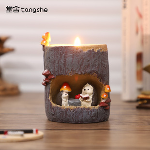 静谧时光香氛可爱刺猬小熊香薰蜡烛摆件送女生闺蜜生日礼物氛围感