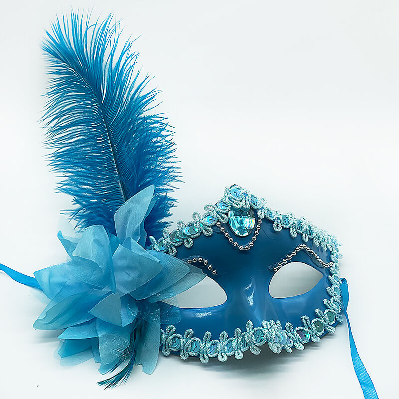 百合羽毛面具成人女款半脸公主化装舞会COS表演酒吧KTV万圣节道具