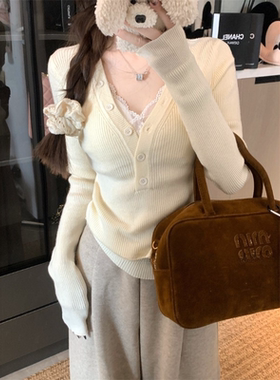 大码胖mm秋冬今年流行爆款修身显瘦打底衫V领长袖针织衫女上衣ins