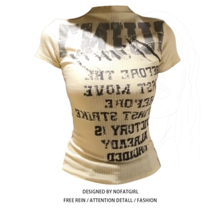 设计感堆堆领辣妹上衣 t恤女2026夏季 大码 胖mm多巴胺黄色正肩短袖