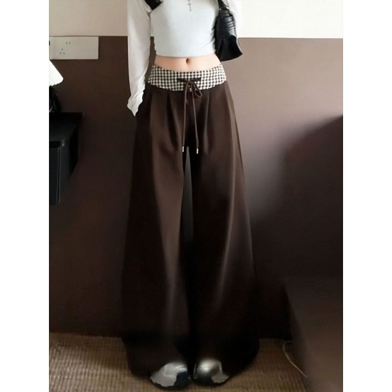 大码胖mm美拉德棕色休闲裤女冬季高腰时尚复古风阔腿显瘦绝美长裤,女装/女士精品,大码裤装,淘宝优惠券,粉丝福利购,淘宝优惠卷