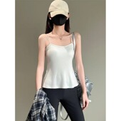 胖mm掐腰设计感带胸垫吊带背心女夏季 修身 显瘦气质无袖 大码 打底衫