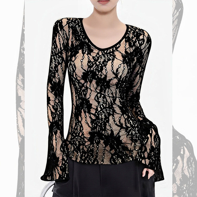 大码胖mm法式内搭v领蕾丝钩花雪纺衫女秋冬季修身镂空打底衫上衣,女装/女士精品,大码内搭,淘宝优惠券,粉丝福利购,淘宝优惠卷