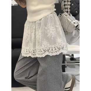 松紧腰防走光叠穿短裙子 蕾丝小屁帘打底半身裙女春季 大码 胖mm时尚