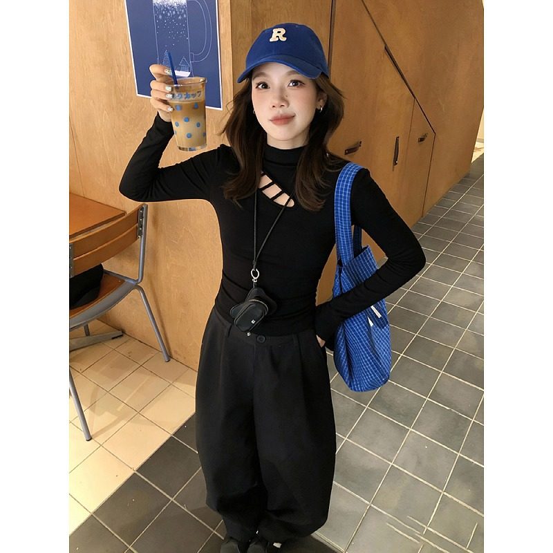 大码胖mm半高领镂空长袖t恤女秋冬设计感加绒磨毛内搭打底衫上衣,女装/女士精品,大码内搭,淘宝优惠券,粉丝福利购,淘宝优惠卷