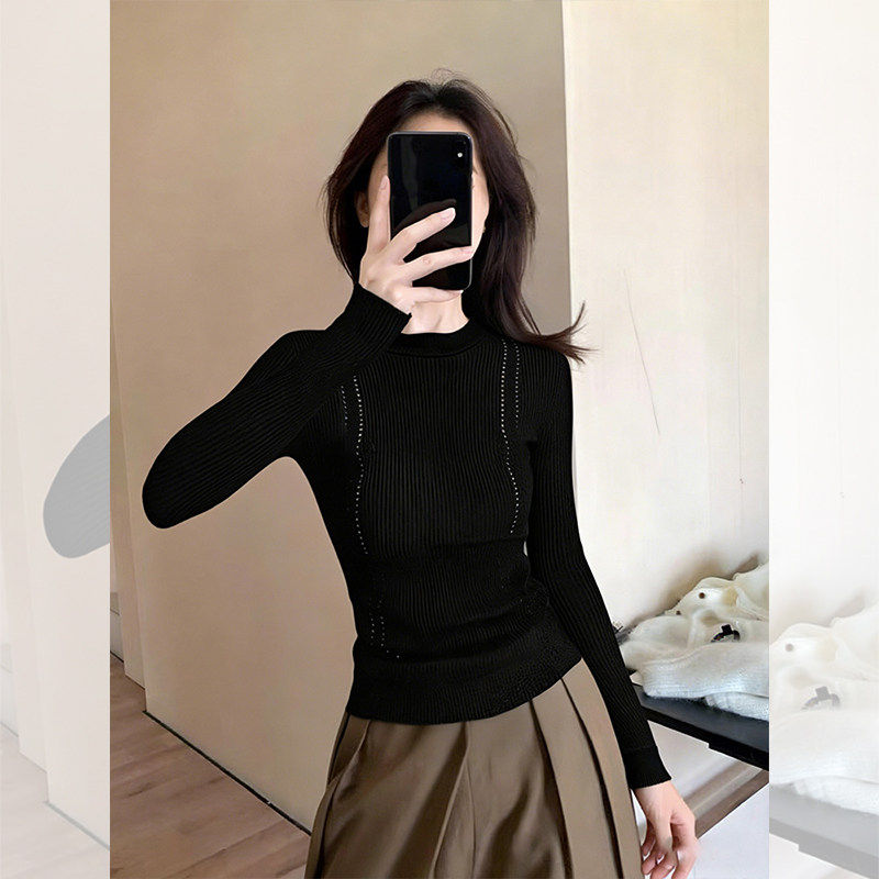 大码胖mm韩系黑色镂空正肩打底衫女秋冬设计感短款内搭T恤上衣,女装/女士精品,大码内搭,淘宝优惠券,粉丝福利购,淘宝优惠卷