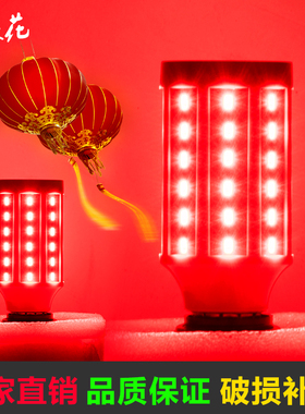 超亮红光灯笼灯220v红色led玉米灯E27螺口植物生长彩色led灯泡