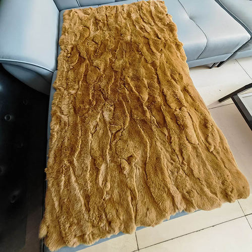 真皮毛一体拼接毯子垫子