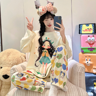 睡衣女款春秋季日系可爱卡通小个子长袖长裤2025新款可外穿家居服