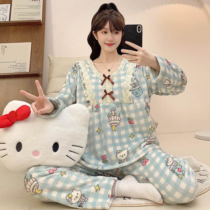 胖MM220斤可爱公主风法兰绒睡衣女士2025冬季新款大码宽松家居服