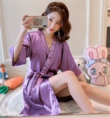 丝绸舒适家居服 性感浴睡袍春秋睡裙2023年新款 睡衣女夏季 冰丝薄款