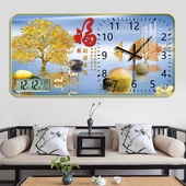高级钟表装 钟表挂画挂钟餐厅客厅万年历时钟挂墙2024新款 中式 饰画